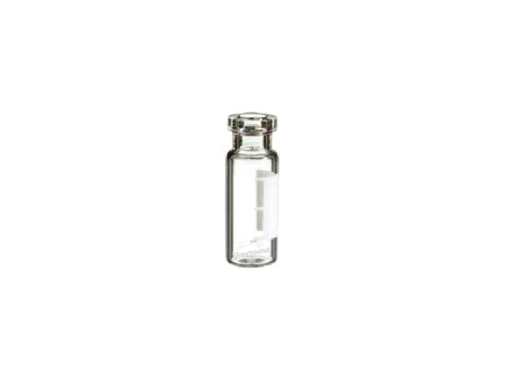 Picture of 2mL Crimp Top Wide Mouth Vial, Clear Glass with Graduated Wite-on Patch, 11mm Crimp Finish, Q-Clean